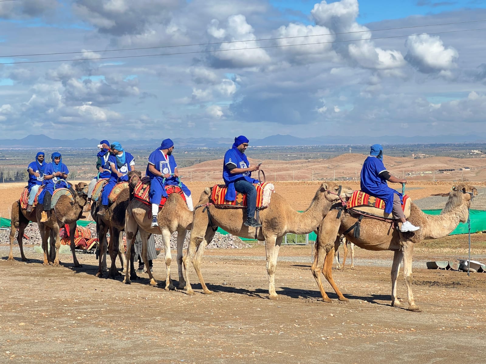 Camel ride at sunset in the Agafay desert near Marrakech