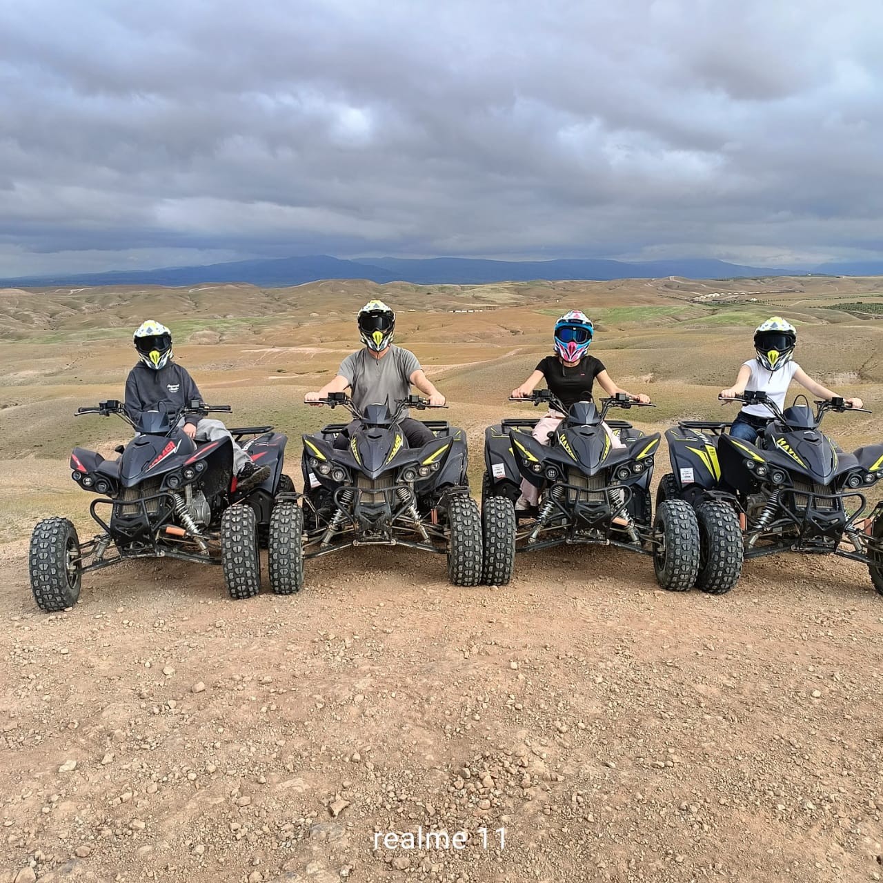 Quad biking on rocky trails in the Agafay desert near Marrakech
